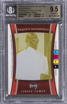 2004-05 UD "Exquisite Collection" Exquisite Masterpiece Printing Plates Yellow #LJ32 LeBron James – BGS GEM MINT 9.5